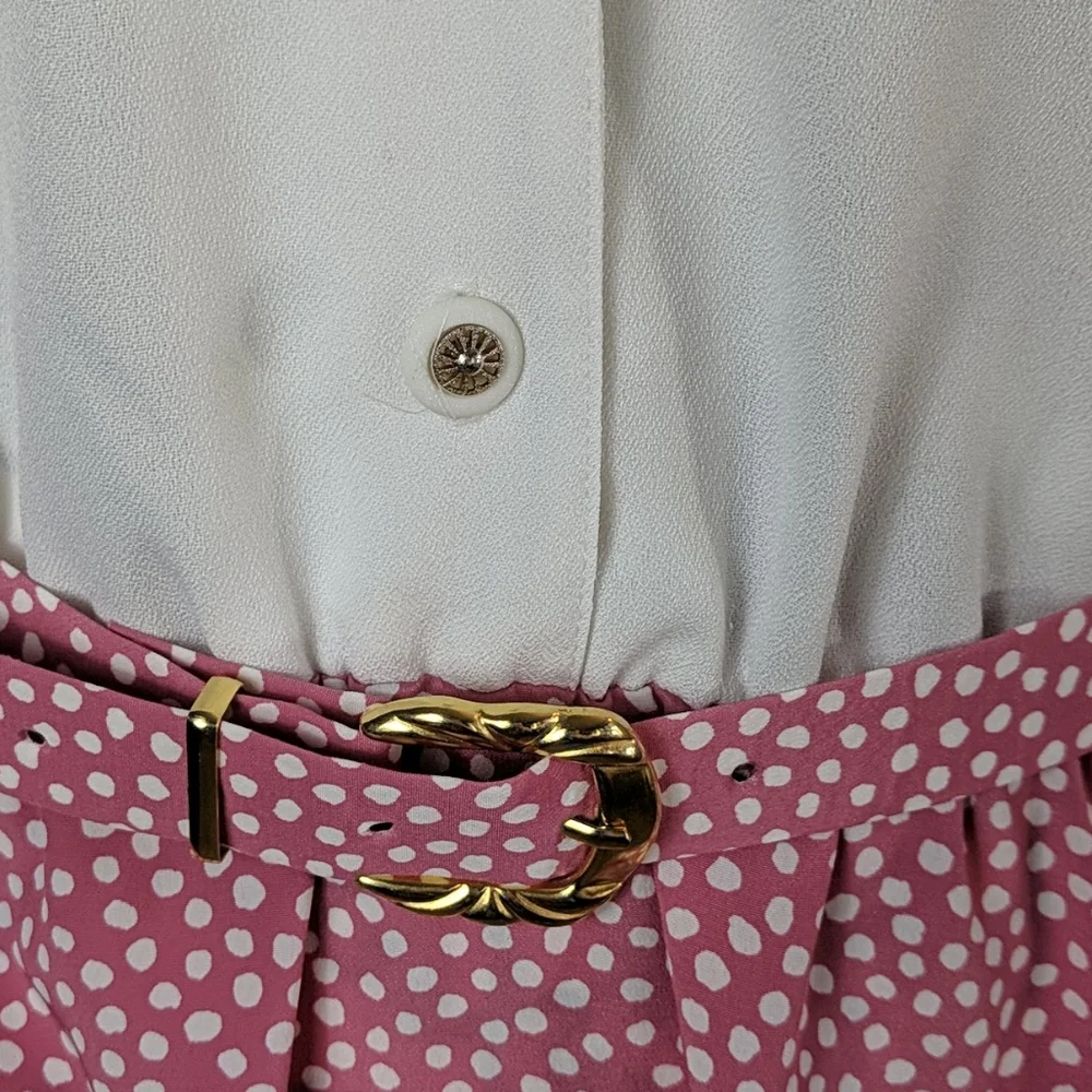 Vintage Florentine Pink Polka Dot Dress With Matching Jacket 12 (fits M) - Picture 9 of 16